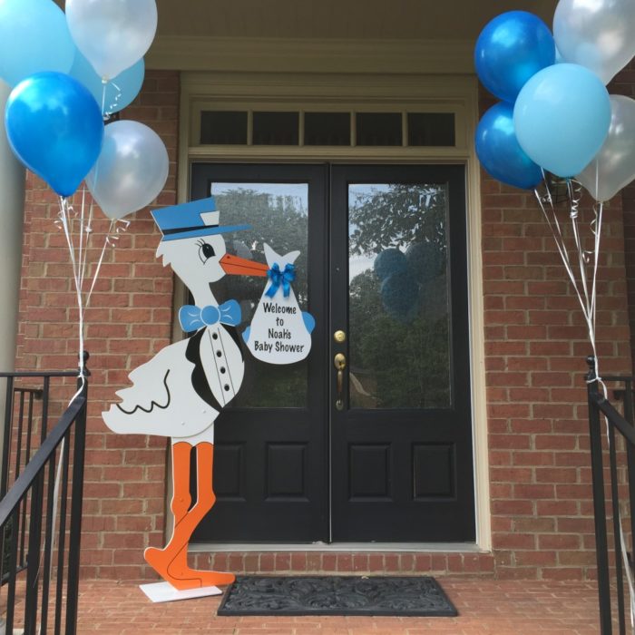 Blue Baby Shower Stork - Twin City Storks - Stork Sign Rental, Winston Salem, NC and surrounding areas
