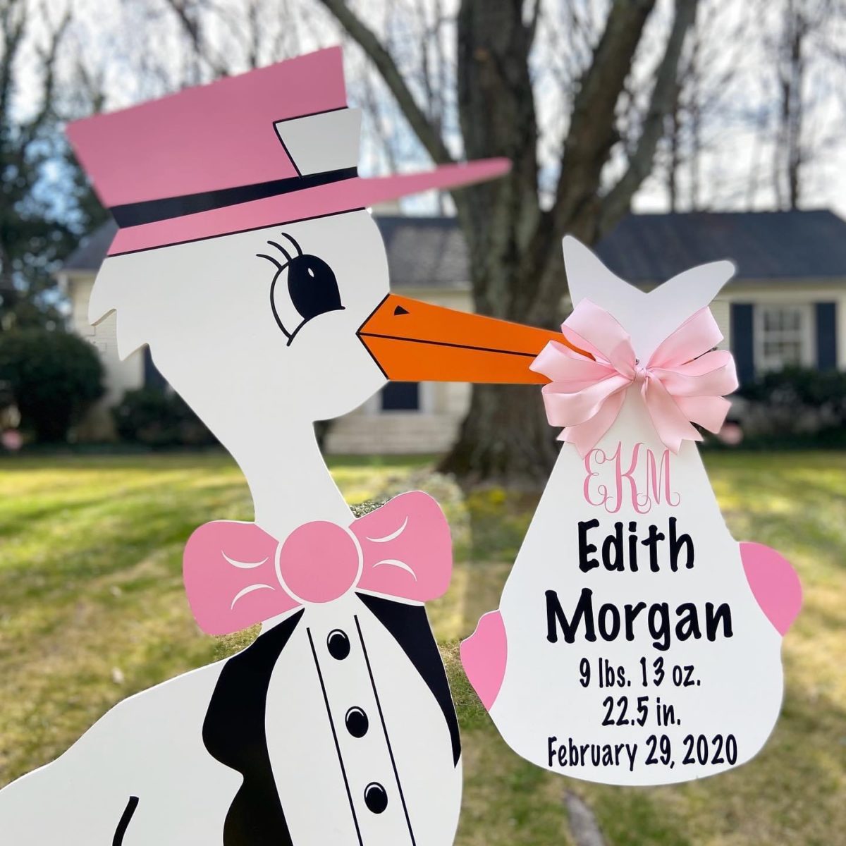 Pink Stork - Twin City Storks - Stork Sign Rental, Winston Salem, NC and surrounding areas