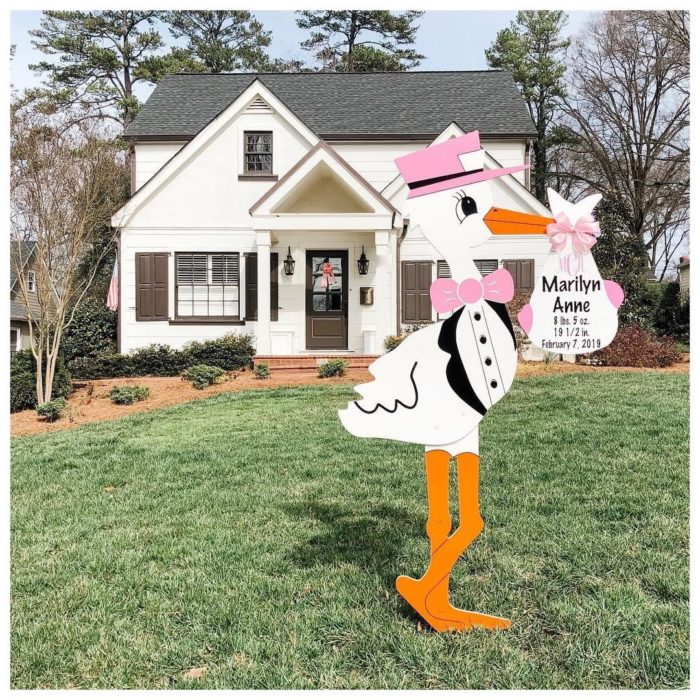 Pink Stork - Twin City Storks - Stork Sign Rental, Winston Salem, NC and surrounding areas